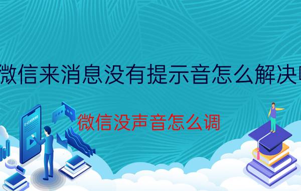 微信来消息没有提示音怎么解决啊 微信没声音怎么调？